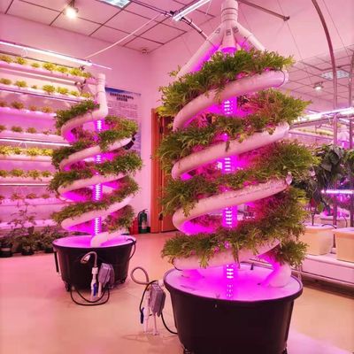 Verticaal hydroponisch groeisysteem voor binnentuinen met dubbele helix